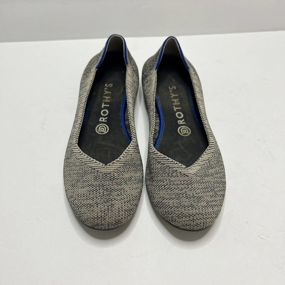 Rothy’s Grey Blue Round Toe Flats RETIRED Size 8 Rare Comfort Travel Washable - Picture 2 of 6